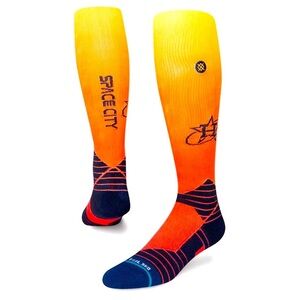 2x pairs astros baseball socks size L large orange long socks athletic